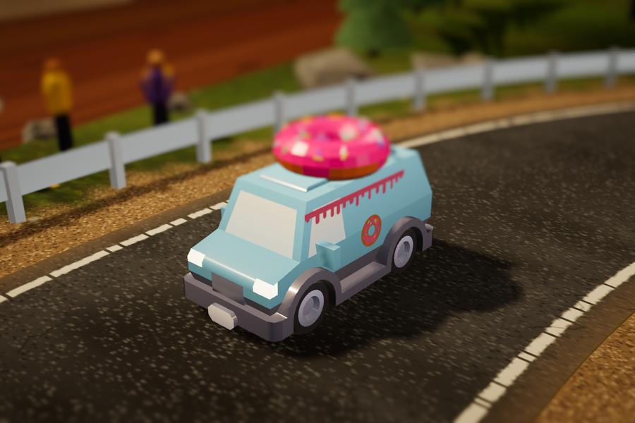 Donut Dash, the pastel van with a giant pink donut on the roof